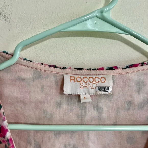 Rococo Sand Pink Long Sleeve Mimi Mini Wrap Dress Sz L - Picture 8 of 9